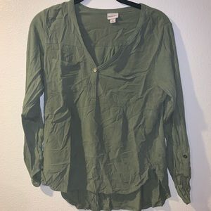 3/4 Sleeve Green Blouse
